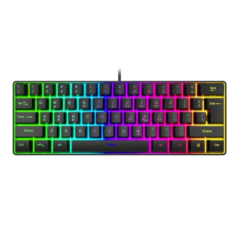 Wired Gaming Keyboard Computer Keyboards 61 Keys Backlit Ergonomic USB for PC Laptop Removable Cable Office Accessories