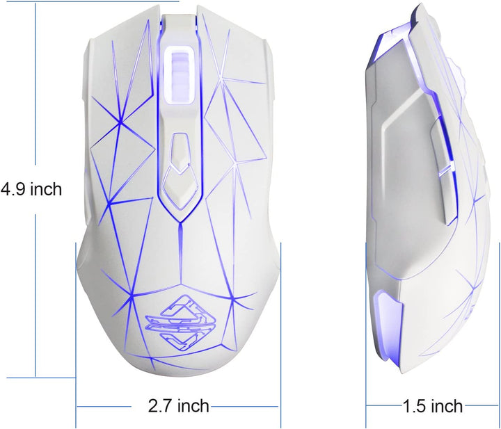 AJ52 Watcher RGB Gaming Mouse, Programmable 7 Buttons, Ergonomic LED Backlit USB Gamer Mice Computer Laptop PC, for Windows Mac Linux OS, Star White