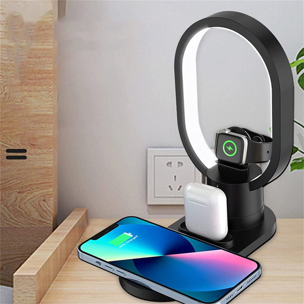 Fast Wireless Charger Stand LED Table Night Light, 15W Wireless Charger Stand Wireless Magnetizing Bedside Lamp