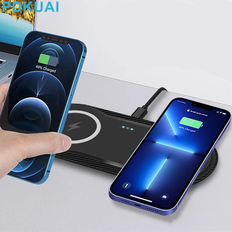 Double 2 in 1 Fast Wireless Charger Pad 40W Dual Charging Station for Iphone 14 13 12 11 XS XR X 8 Airpods 3 Pro Samsung S22 S21