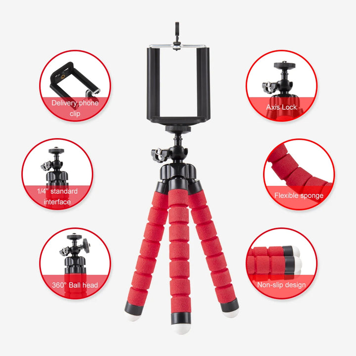 Mini Tripods Flexible Sponge Octopus Tripod for Gopro Camera Desktop Tripod for Iphone Samsung Smartphone Clip