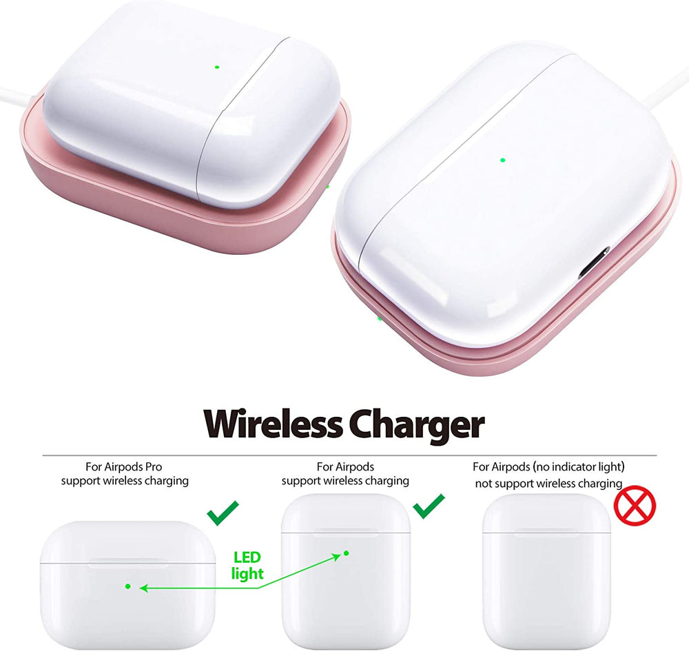 Airpods Pro Charger, Wireless Charger for Apple Airpods 3Rd/Airpods Pro 2Nd/Airpods Pro/Airpods, Wireless Charging Station Charging Pad for Apple Airpods Earbuds, Earpods Bluetooth Headphones-Pink