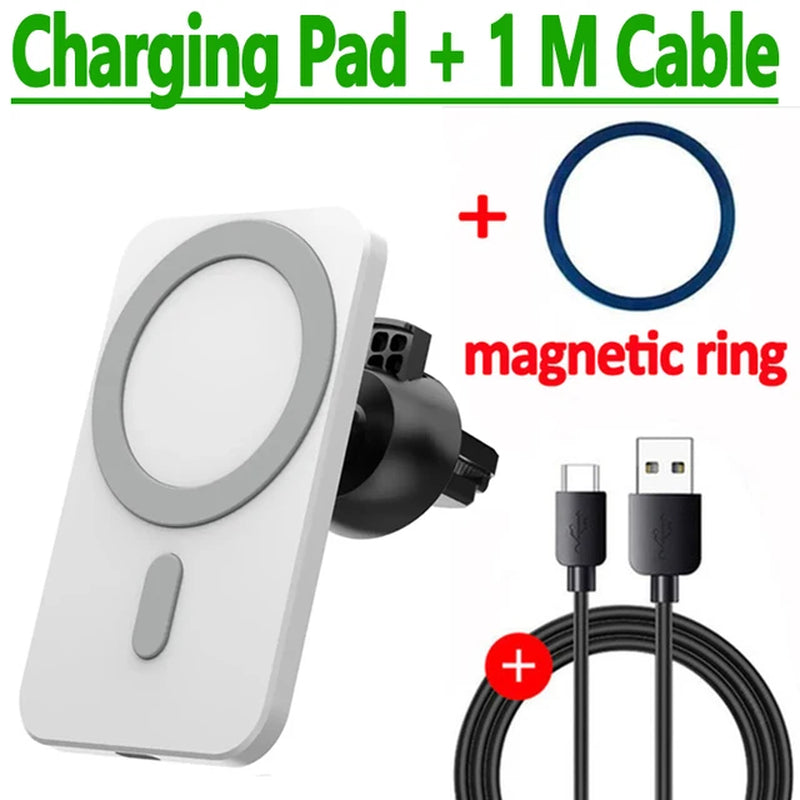 100W Magnetic Car Wireless Charger for Iphone 15 14 13 Pro Max Car Charger Stand Macsafe Wireless Charger Air Vent Phone Holder